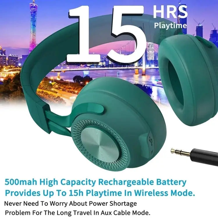 Fingertime P1 Wireless Bluetooth 5.0 Stereo Soft Leather Earmuffs Foldable Headset Built-in Mic for PC / Cell Phones