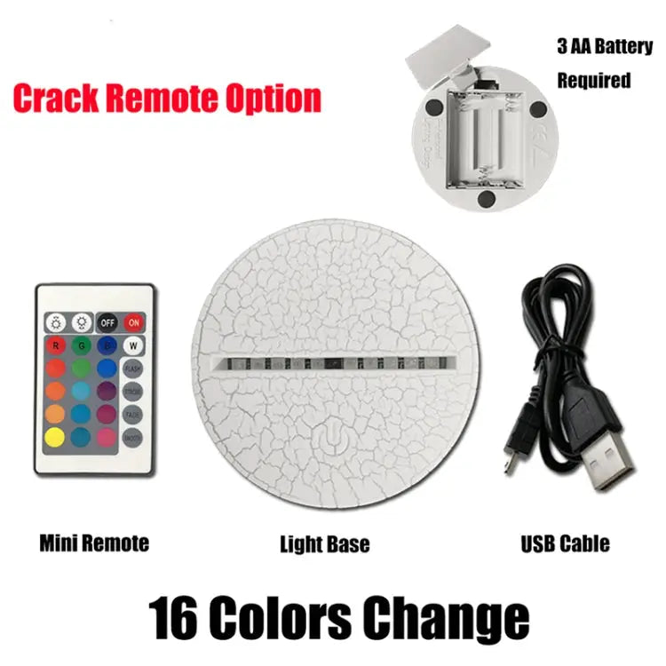 Fishing Shape 3D Colorful LED Vision Light Table Lamp Crack Remote Control Version Crack Remote Control Version - Crack