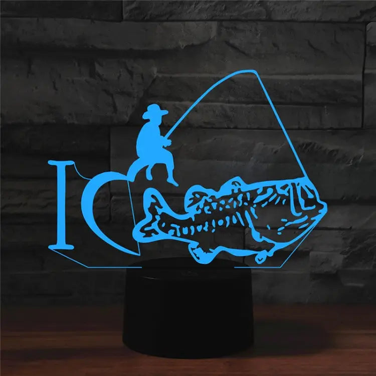 Fishing Shape 3D Colorful LED Vision Light Table Lamp Crack Remote Control Version Crack Remote Control Version - Crack