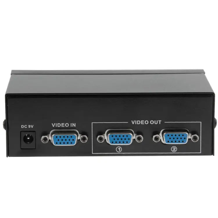 FJ-2502A 2 Port VGA Video Splitter High Resolution 1920 x 1440 Support 250MHz Video Bandwidth 2 Ports Splitter Black