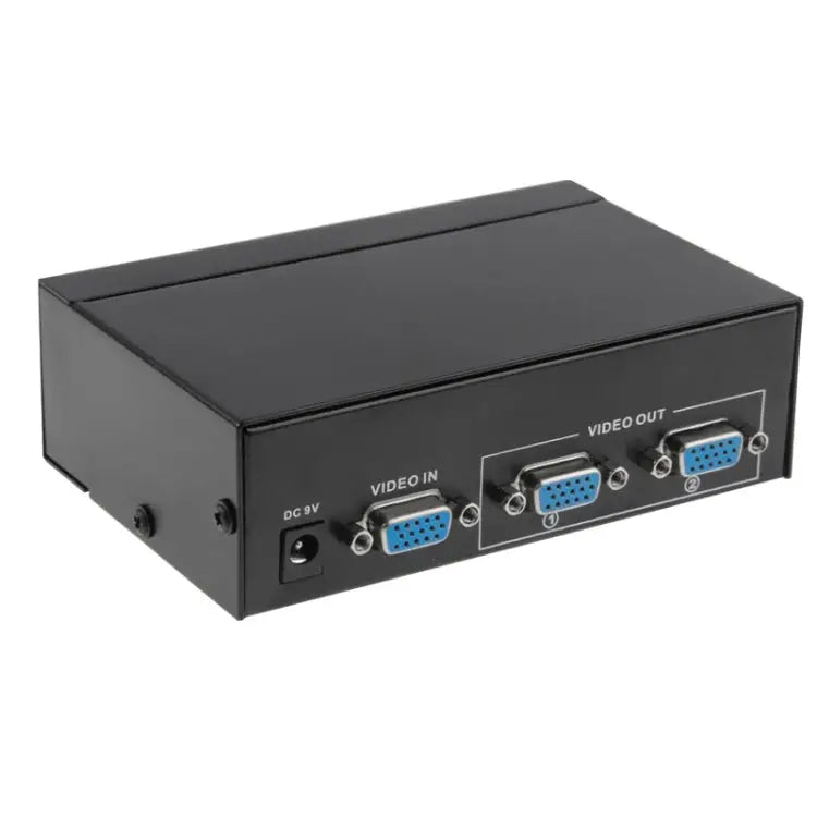 FJ-2502A 2 Port VGA Video Splitter High Resolution 1920 x 1440 Support 250MHz Video Bandwidth 2 Ports Splitter Black