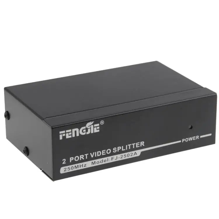 FJ-2502A 2 Port VGA Video Splitter High Resolution 1920 x 1440 Support 250MHz Video Bandwidth 2 Ports Splitter Black