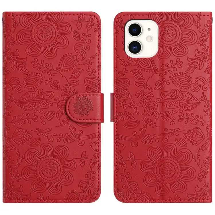 Floral Embossed Pattern Leather Phone Case For iPhone 12 mini For iPhone 11 Pro Max For iPhone 11 For iPhone 11 Pro
