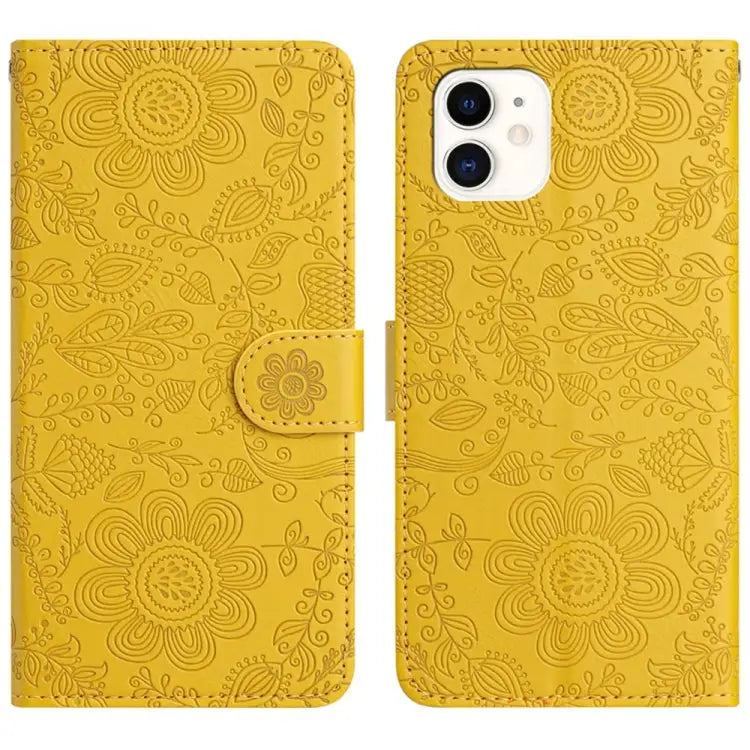 Floral Embossed Pattern Leather Phone Case For iPhone 12 mini For iPhone 11 Pro Max For iPhone 11 For iPhone 11 Pro