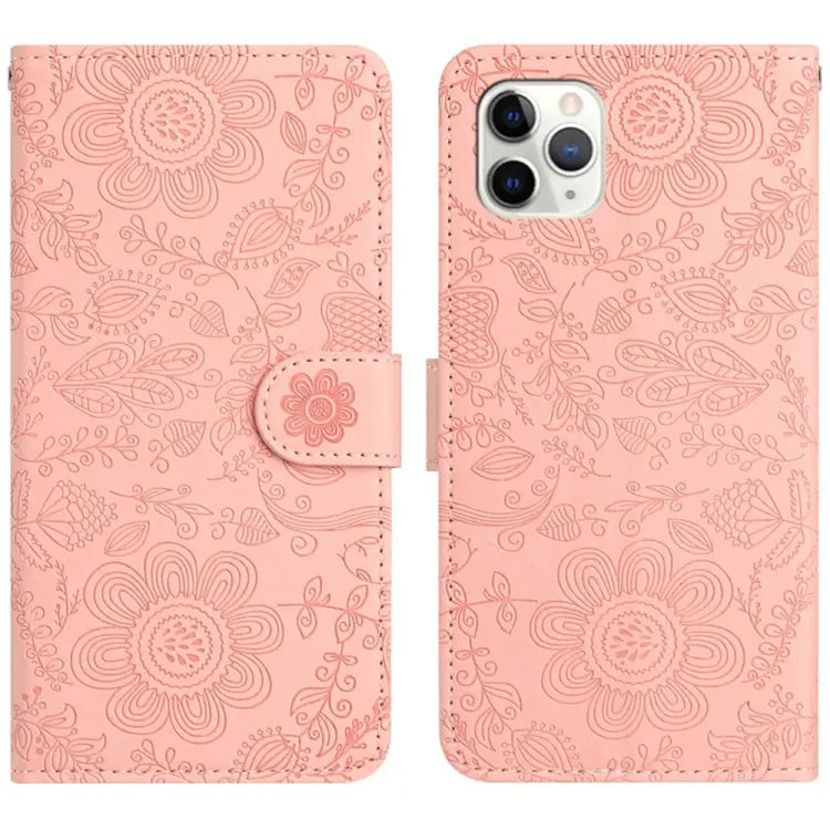 Floral Embossed Pattern Leather Phone Case For iPhone 12 mini For iPhone 11 Pro Max For iPhone 11 For iPhone 11 Pro