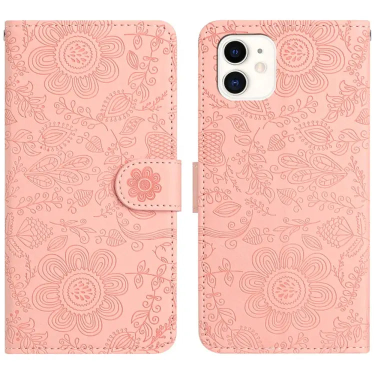 Floral Embossed Pattern Leather Phone Case For iPhone 12 mini For iPhone 11 Pro Max For iPhone 11 For iPhone 11 Pro