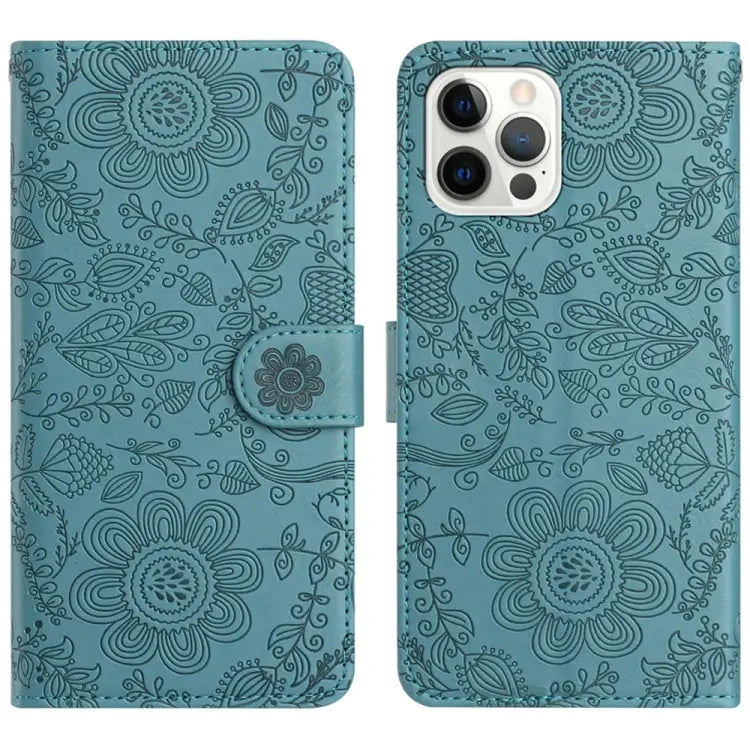 Floral Embossed Pattern Leather Phone Case For iPhone 13 For iPhone 13 mini For iPhone 12 / 12 Pro For iPhone 12 Pro