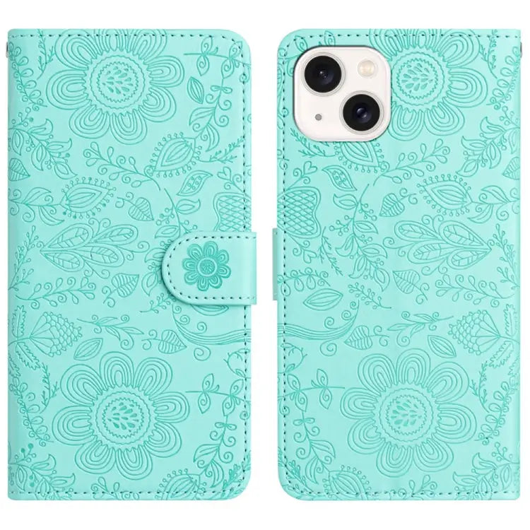 Floral Embossed Pattern Leather Phone Case For iPhone 13 For iPhone 13 mini For iPhone 12 / 12 Pro For iPhone 12 Pro