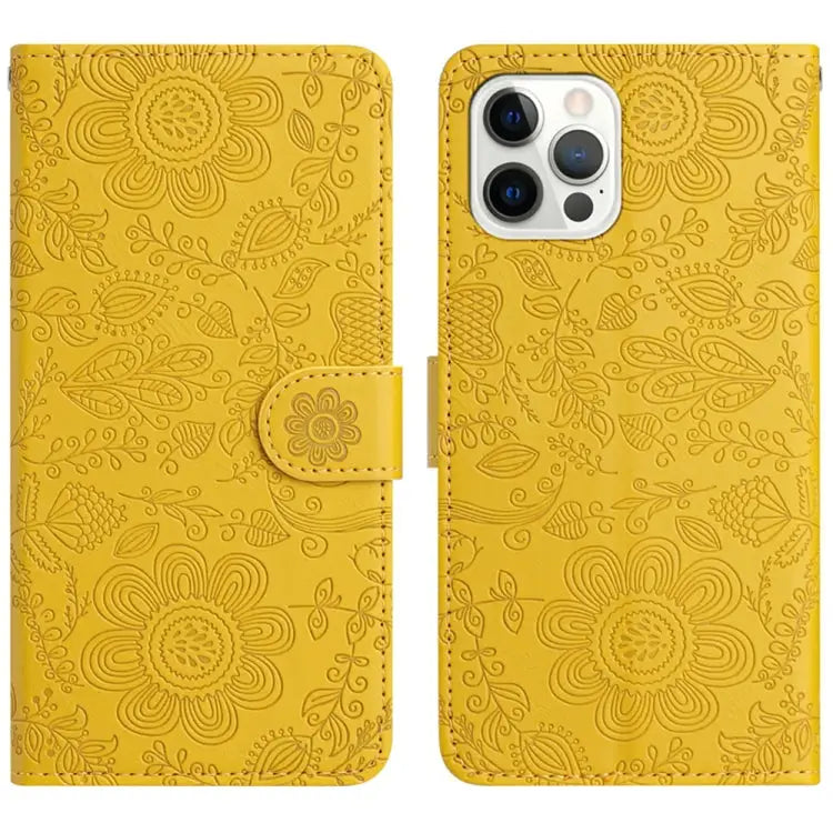 Floral Embossed Pattern Leather Phone Case For iPhone 13 For iPhone 13 mini For iPhone 12 / 12 Pro For iPhone 12 Pro