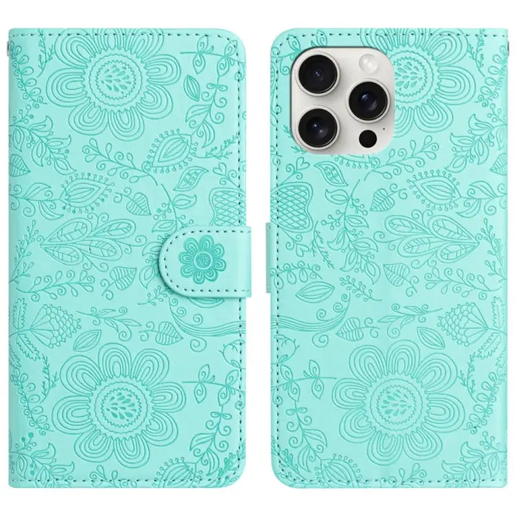 Floral Embossed Pattern Leather Phone Case For iPhone 14 Pro Max For iPhone SE 2022 / 2020 / 8 / 7 For iPhone 13 Pro