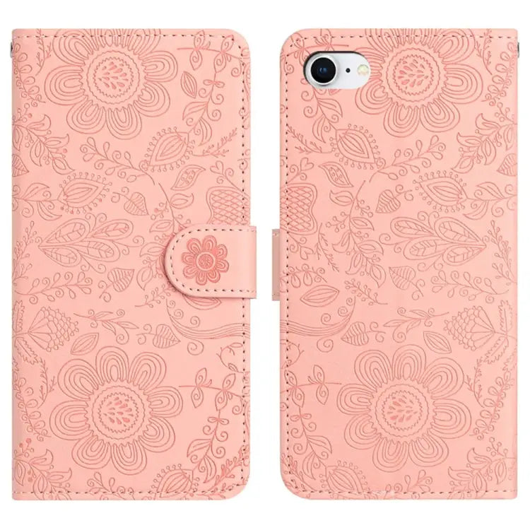 Floral Embossed Pattern Leather Phone Case For iPhone 14 Pro Max For iPhone SE 2022 / 2020 / 8 / 7 For iPhone 13 Pro