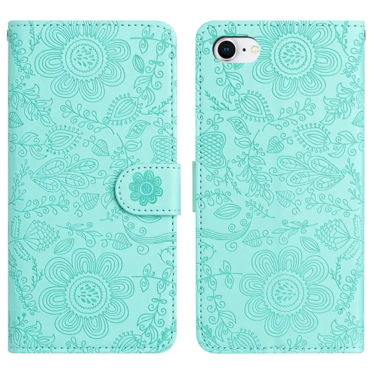 Floral Embossed Pattern Leather Phone Case For iPhone 14 Pro Max For iPhone SE 2022 / 2020 / 8 / 7 For iPhone 13 Pro