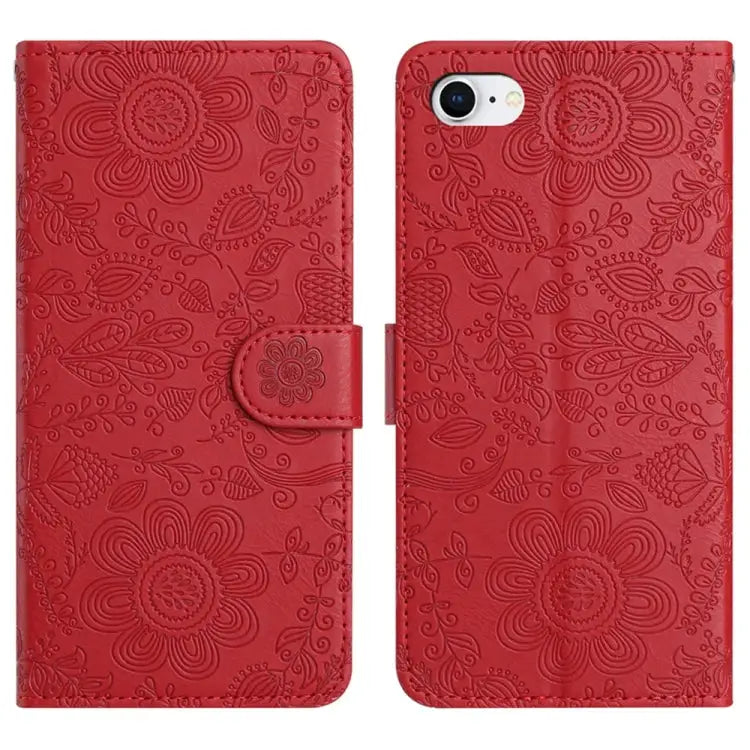 Floral Embossed Pattern Leather Phone Case For iPhone 14 Pro Max For iPhone SE 2022 / 2020 / 8 / 7 For iPhone 13 Pro