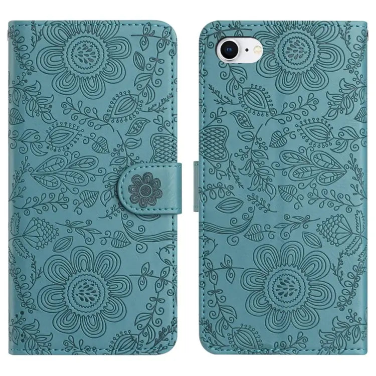 Floral Embossed Pattern Leather Phone Case For iPhone 14 Pro Max For iPhone SE 2022 / 2020 / 8 / 7 For iPhone 13 Pro