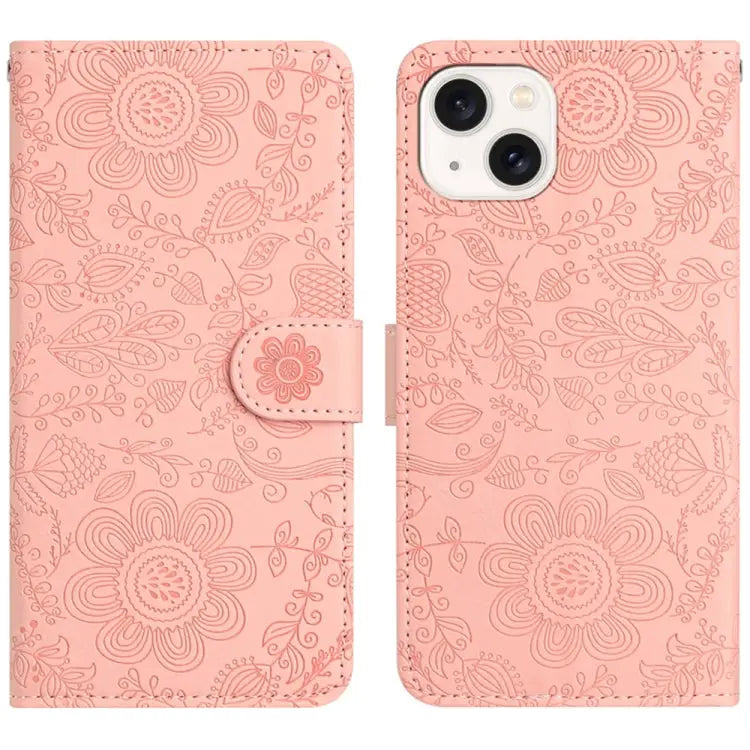 Floral Embossed Pattern Leather Phone Case For iPhone 15 For iPhone 14 Plus For iPhone 14 For iPhone 14 Pro