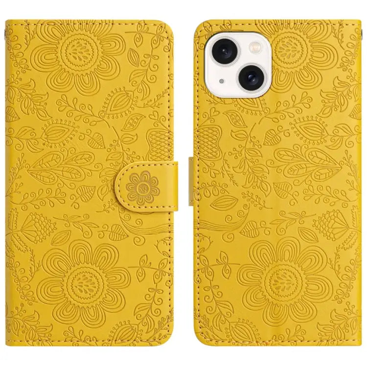 Floral Embossed Pattern Leather Phone Case For iPhone 15 For iPhone 14 Plus For iPhone 14 For iPhone 14 Pro