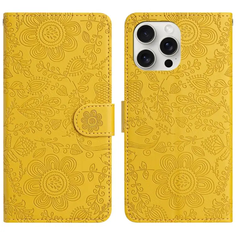 Floral Embossed Pattern Leather Phone Case For iPhone 16 For iPhone 15 Pro Max For iPhone 15 Pro For iPhone 15 Plus