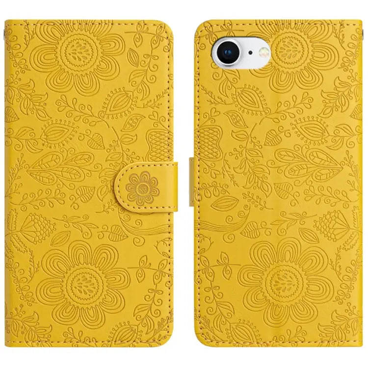 Floral Embossed Pattern Leather Phone Case For iPhone 16e For iPhone 16 Pro Max For iPhone 16 Pro For iPhone 16 Plus