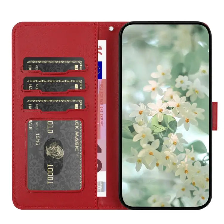 Floral Embossed Pattern Leather Phone Case For iPhone 16e For iPhone 16 Pro Max For iPhone 16 Pro For iPhone 16 Plus