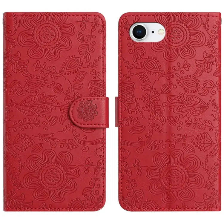 Floral Embossed Pattern Leather Phone Case For iPhone 16e For iPhone 16 Pro Max For iPhone 16 Pro For iPhone 16 Plus