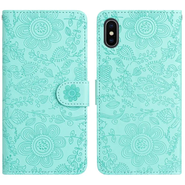 Floral Embossed Pattern Leather Phone Case For iPhone X / XS For iPhone XR For iPhone XS Max For iPhone 7 Plus / 8 Plus