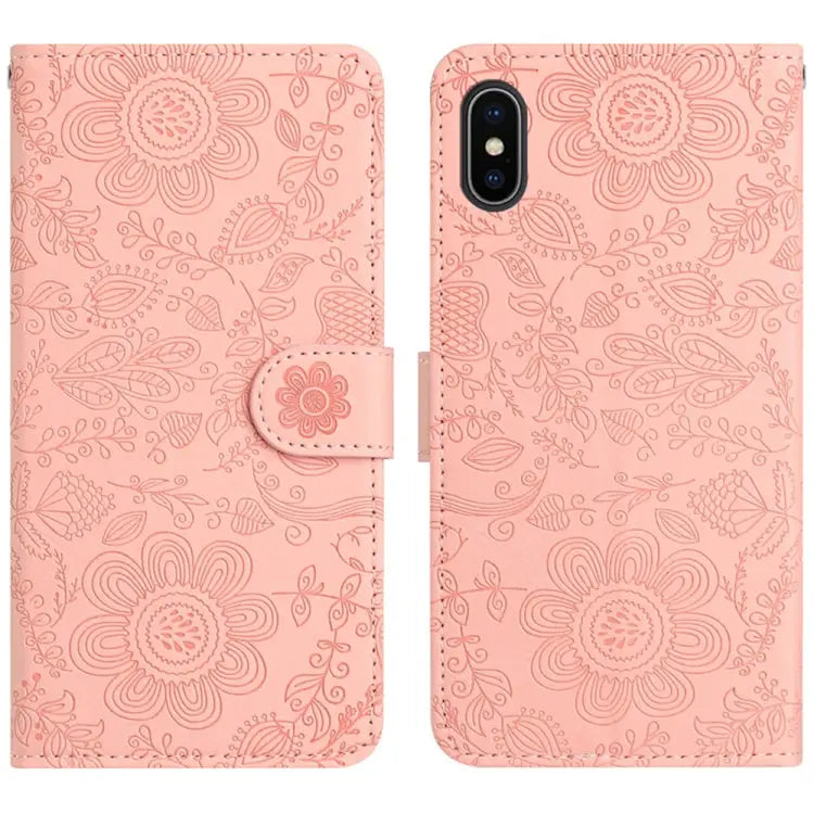 Floral Embossed Pattern Leather Phone Case For iPhone X / XS For iPhone XR For iPhone XS Max For iPhone 7 Plus / 8 Plus