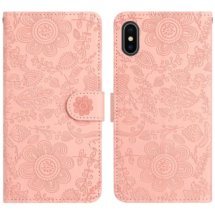 Floral Embossed Pattern Leather Phone Case For iPhone X / XS For iPhone XR For iPhone XS Max For iPhone 7 Plus / 8 Plus