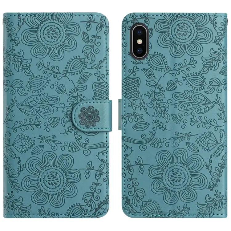 Floral Embossed Pattern Leather Phone Case For iPhone X / XS For iPhone XR For iPhone XS Max For iPhone 7 Plus / 8 Plus