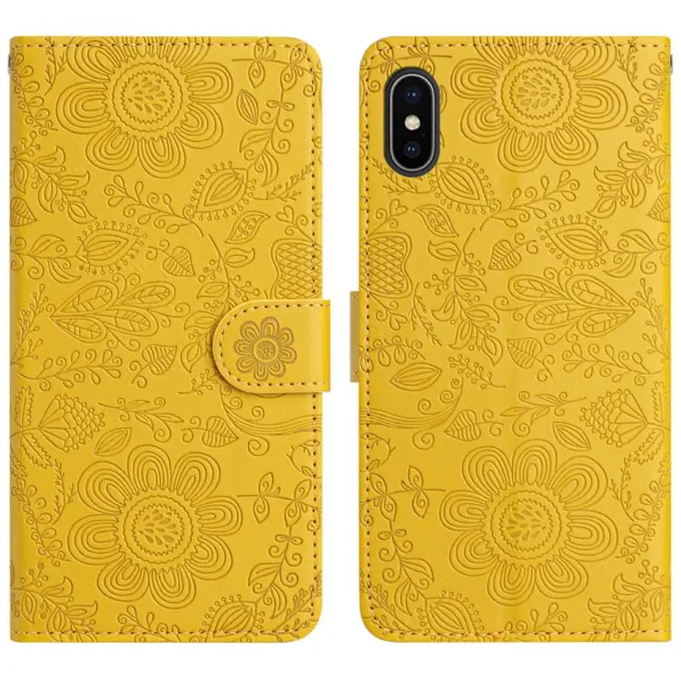 Floral Embossed Pattern Leather Phone Case For iPhone X / XS For iPhone XR For iPhone XS Max For iPhone 7 Plus / 8 Plus