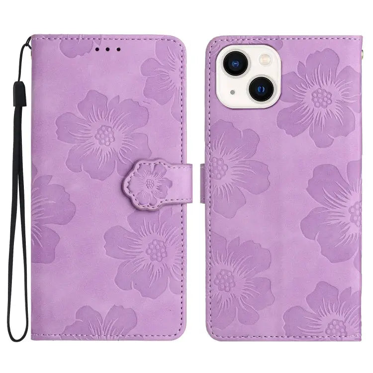 Flower Embossing Pattern Leather Phone Case For iPhone 15 For iPhone 14 Plus For iPhone 14 For iPhone 14 Pro