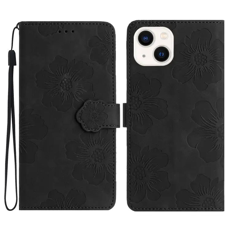 Flower Embossing Pattern Leather Phone Case For iPhone 16 For iPhone 15 Pro Max For iPhone 15 Pro For iPhone 15 Plus