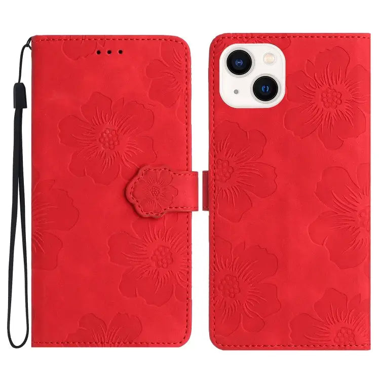 Flower Embossing Pattern Leather Phone Case For iPhone 16 For iPhone 15 Pro Max For iPhone 15 Pro For iPhone 15 Plus
