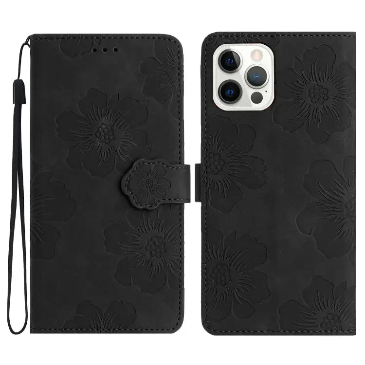 Flower Embossing Pattern Leather Phone Case For iPhone 16e For iPhone 16 Pro Max For iPhone 16 Pro For iPhone 16 Plus