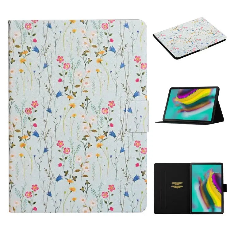 Flower Pattern Horizontal Flip Leather Case with Card Slots & Holder For Samsung Galaxy Tab S6 For Amazon Kindle Fire 7
