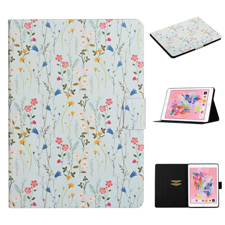 Flower Pattern Horizontal Flip Leather Case with Card Slots & Holder For iPad 5 For iPad 10.2 For iPad Pro 10.5 inch