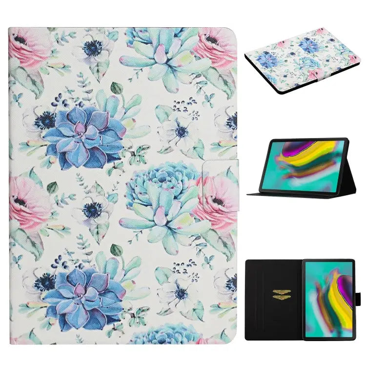 Flower Pattern Horizontal Flip Leather Case with Card Slots & Holder For Samsung Galaxy Tab A 8.0 2019 For Samsung