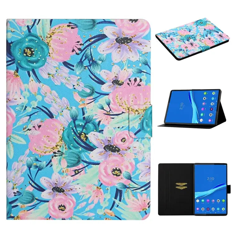 Flower Pattern Horizontal Flip Leather Case with Card Slots & Holder For Huawei MediaPad M5 lite 10.1 For Huawei