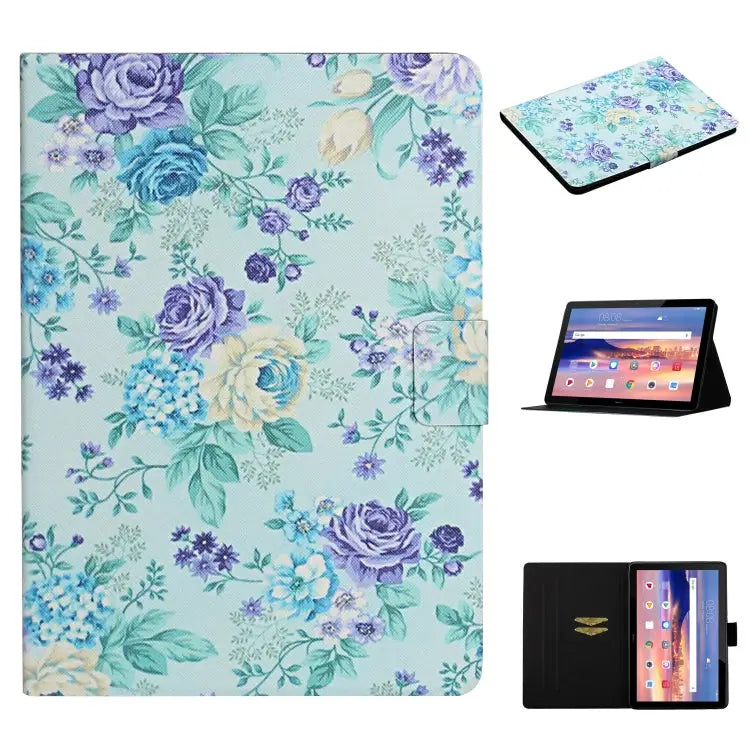Flower Pattern Horizontal Flip Leather Case with Card Slots & Holder For Huawei MediaPad M5 lite 10.1 For Huawei