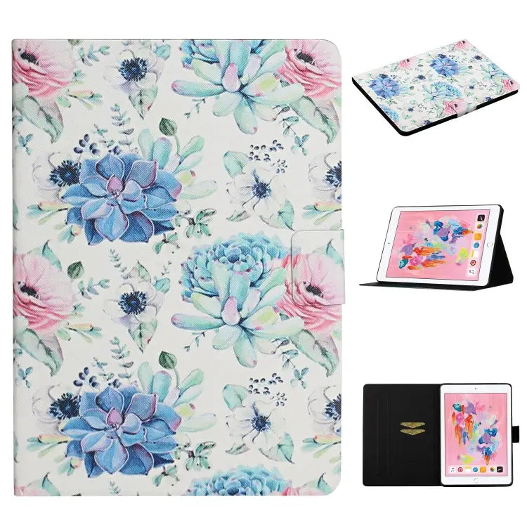 Flower Pattern Horizontal Flip Leather Case with Card Slots & Holder For iPad 5 For iPad 10.2 For iPad Pro 10.5 inch