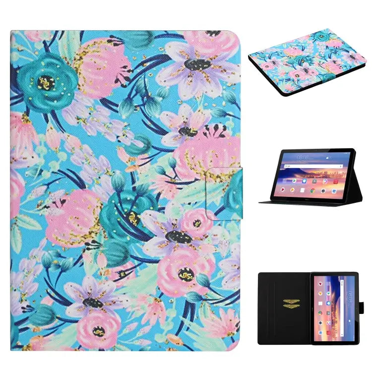 Flower Pattern Horizontal Flip Leather Case with Card Slots & Holder For Huawei MediaPad M5 lite 10.1 For Huawei