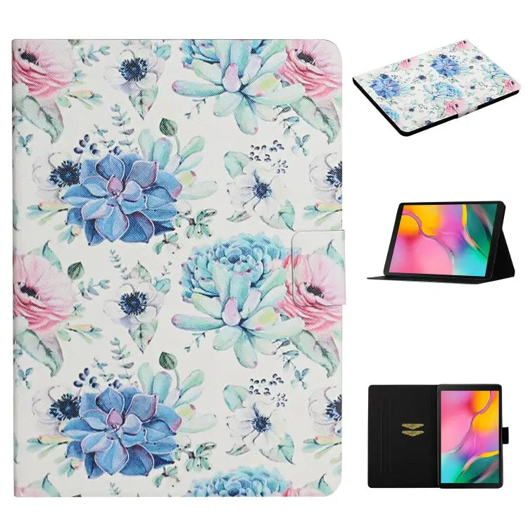 Flower Pattern Horizontal Flip Leather Case with Card Slots & Holder For Samsung Galaxy Tab A 8.0 2019 For Samsung