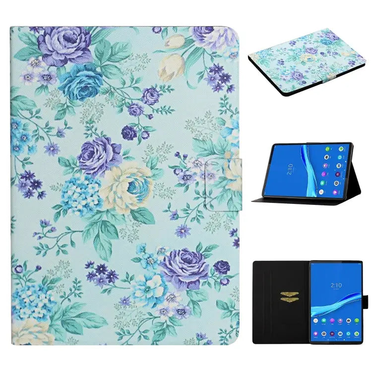 Flower Pattern Horizontal Flip Leather Case with Card Slots & Holder For Huawei MediaPad M5 lite 10.1 For Huawei
