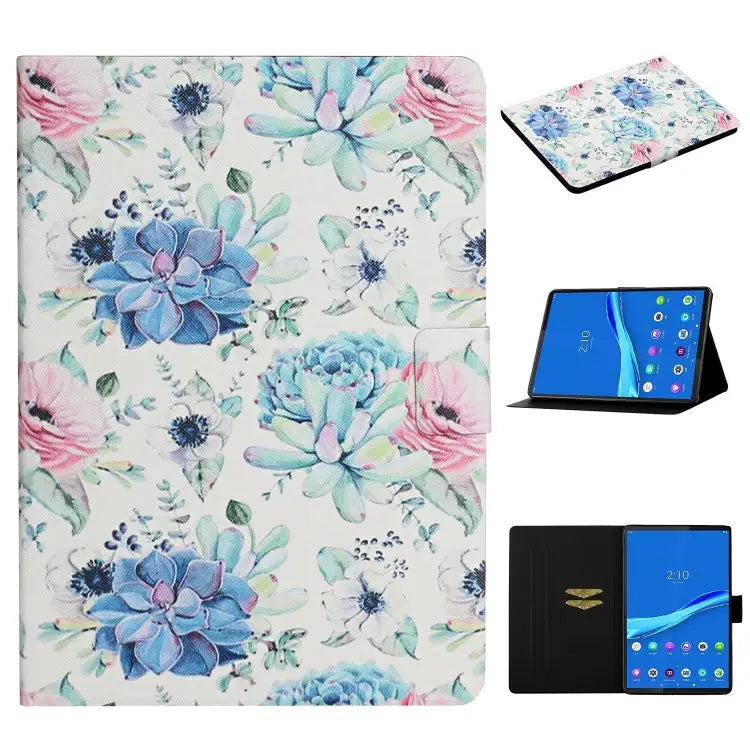 Flower Pattern Horizontal Flip Leather Case with Card Slots & Holder For Huawei MediaPad M5 lite 10.1 For Huawei