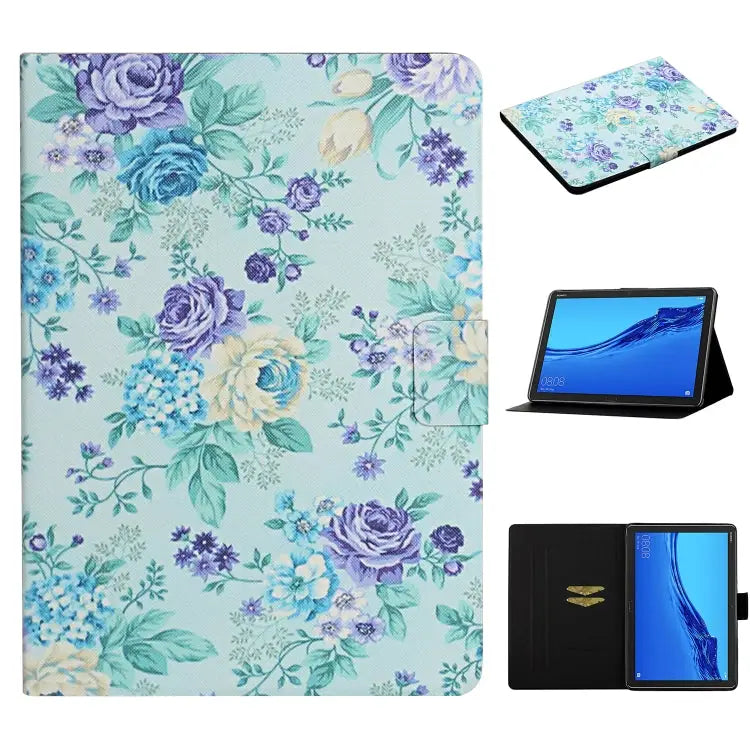 Flower Pattern Horizontal Flip Leather Case with Card Slots & Holder For Huawei MediaPad M5 lite 10.1 For Huawei
