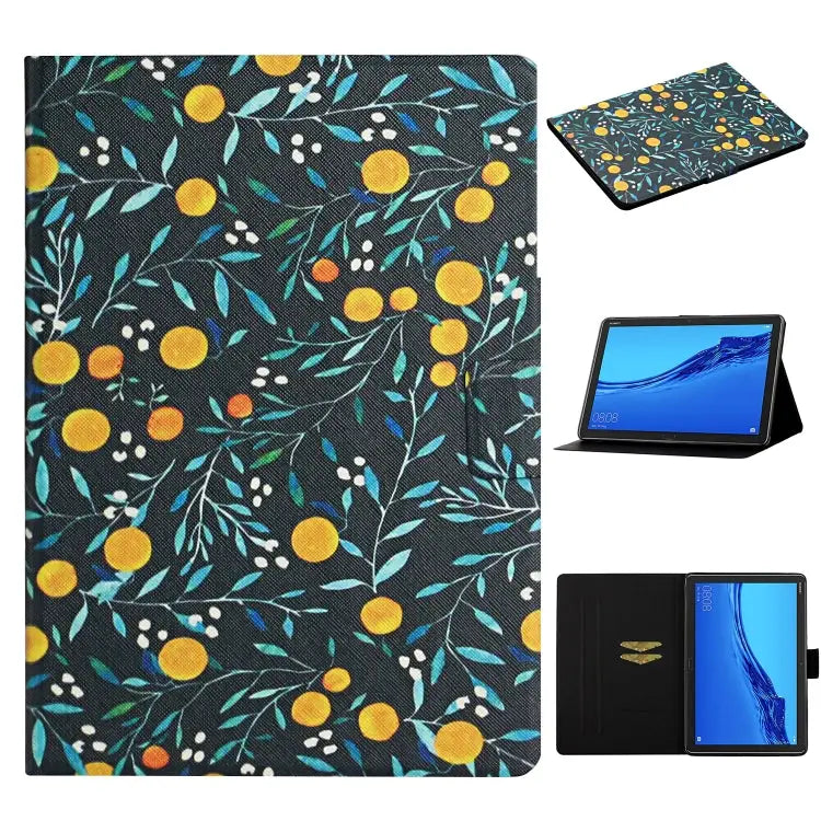 Flower Pattern Horizontal Flip Leather Case with Card Slots & Holder For Huawei MediaPad M5 lite 10.1 For Huawei