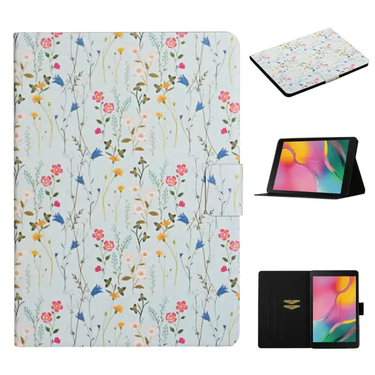 Flower Pattern Horizontal Flip Leather Case with Card Slots & Holder For Samsung Galaxy Tab A 8.0 2019 For Samsung