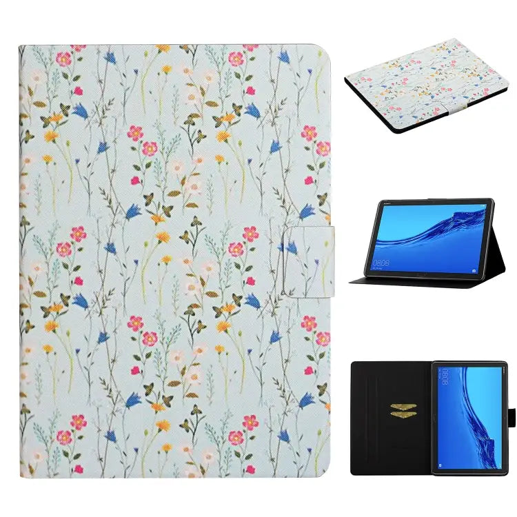 Flower Pattern Horizontal Flip Leather Case with Card Slots & Holder For Huawei MediaPad M5 lite 10.1 For Huawei