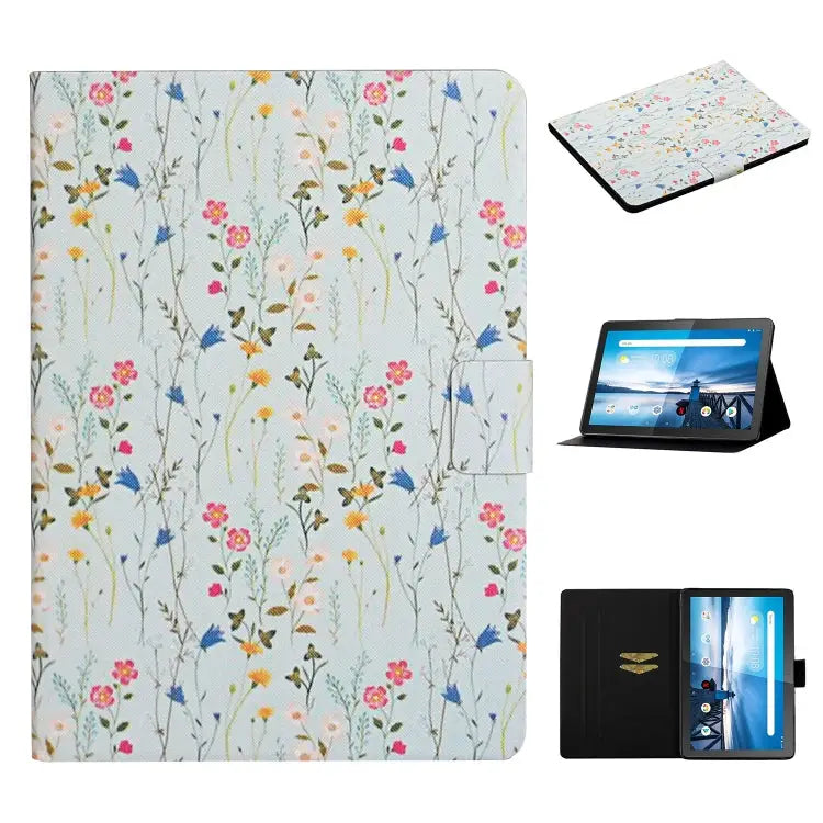 Flower Pattern Horizontal Flip Leather Case with Card Slots & Holder For Huawei MediaPad M5 lite 10.1 For Huawei
