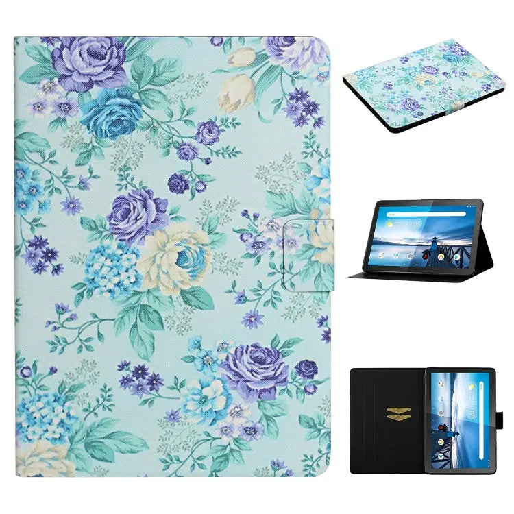 Flower Pattern Horizontal Flip Leather Case with Card Slots & Holder For Huawei MediaPad M5 lite 10.1 For Huawei