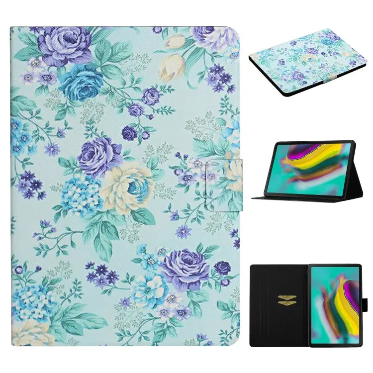 Flower Pattern Horizontal Flip Leather Case with Card Slots & Holder For Samsung Galaxy Tab A 8.0 2019 For Samsung